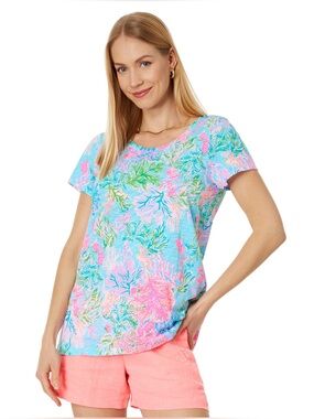 NWT Lilly Pulitzer Etta Scoop Neck Top in Celestial Blue Cay to My Heart